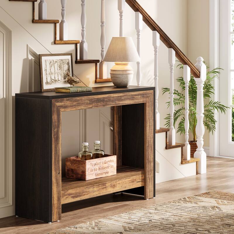 Small Industiral Wood Console Sofa Table for Entryway
