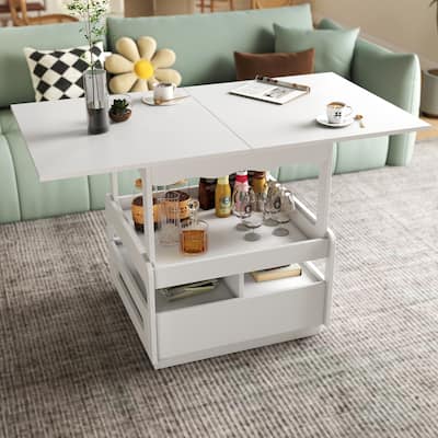3 in 1 deformed Coffee Tables with Storage Cabinet for Living Room,Coffee Table with for Dining Room