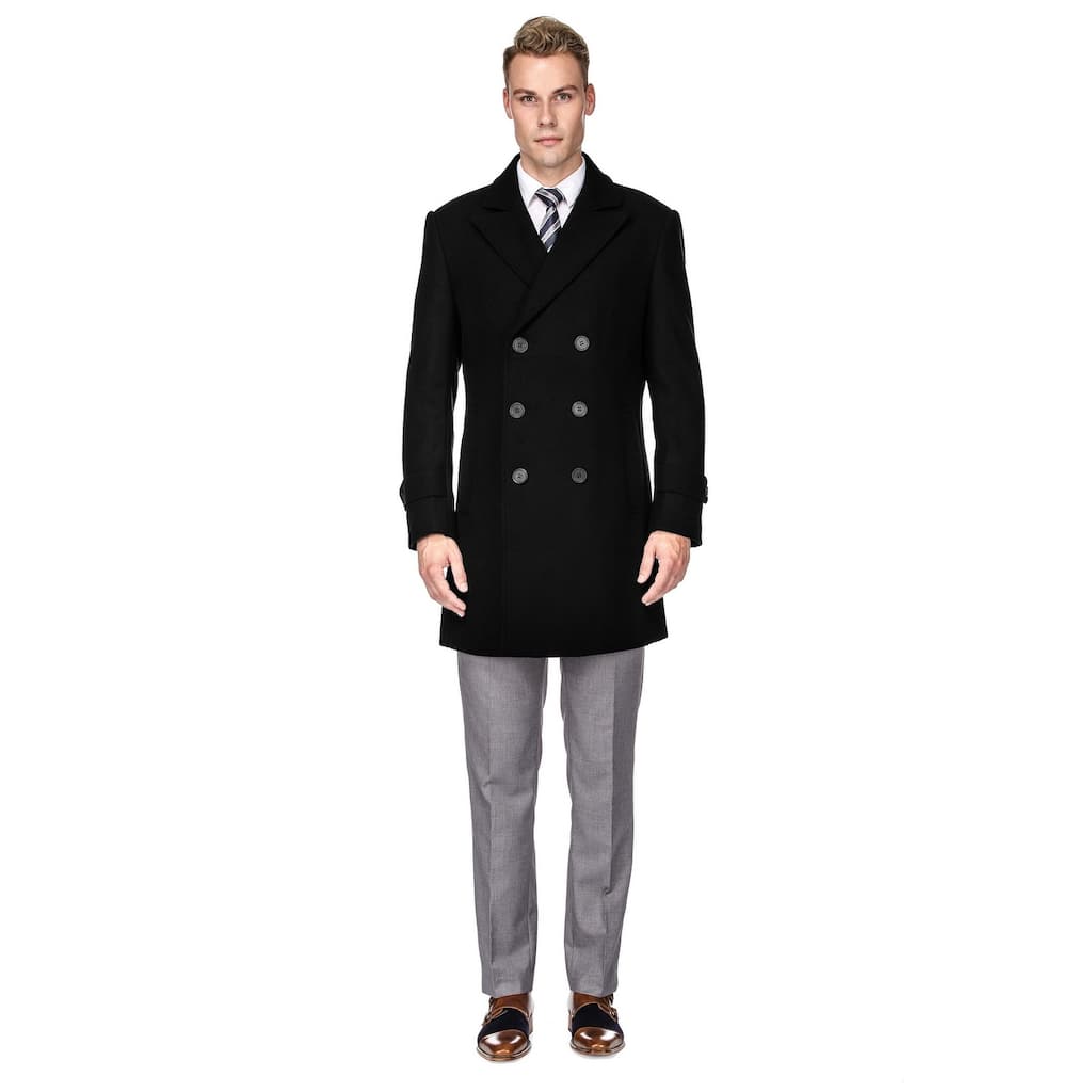 Men's Double Breasted Wool Blend Coats