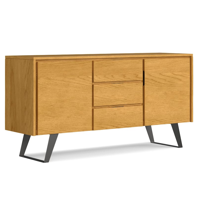 WYNDENHALL Mitchell Metal 60 inch Wide Rectangle Modern Industrial Sideboard Buffet in OAK WOOD - 60'' x 17'' x 30