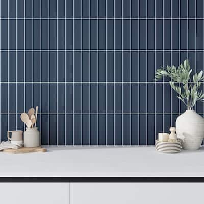 Apollo tile 2" x 8" Arte Matte Blue Ceramic Tile (6.48 sq ft/case) - 60 Pack