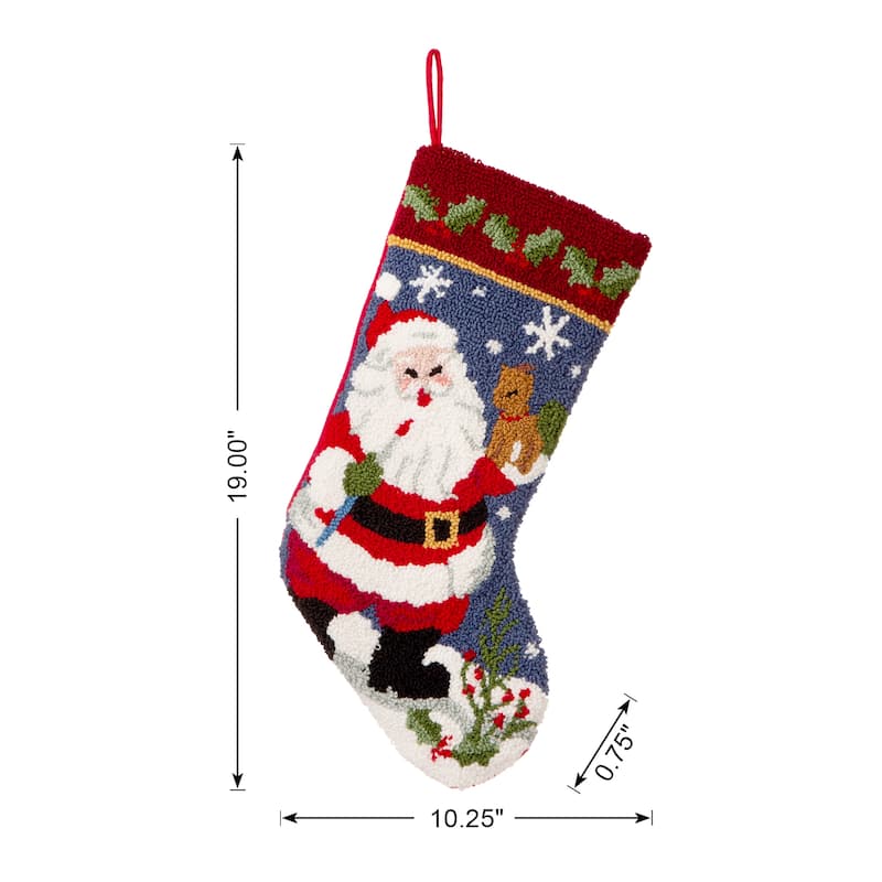 Glitzhome 20.5"L Santa Snowman Nutcracker Hooked Christmas Stocking