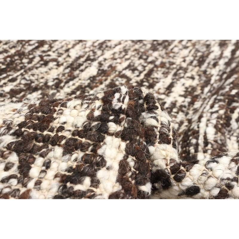 ECARPETGALLERY Braid weave Sienna Dark Brown Wool Rug - 5'5 x 7'6