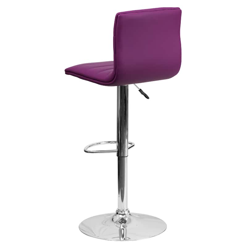 Modern Vinyl Stitch Back Adjustable Height Barstool - 16"W x 19"D x 35" - 44"H