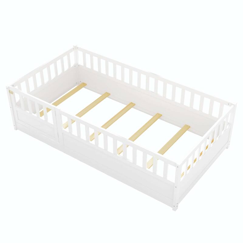 Twin Size Floor bed with super high security barrier For children