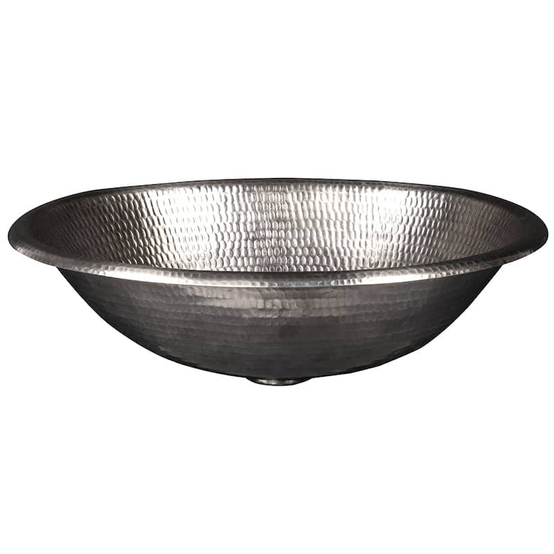 17-in Oval Self Rimming Hammered Copper Bathroom Sink in Nickel (LO17REN)