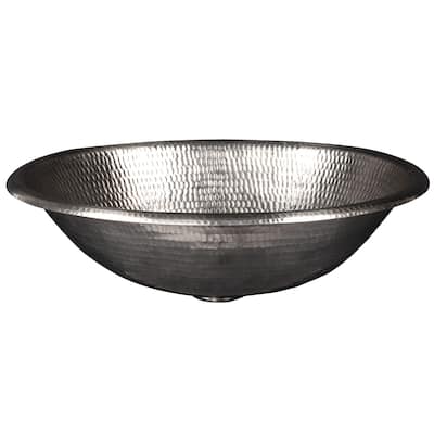 17-in Oval Self Rimming Hammered Copper Bathroom Sink in Nickel (LO17REN)