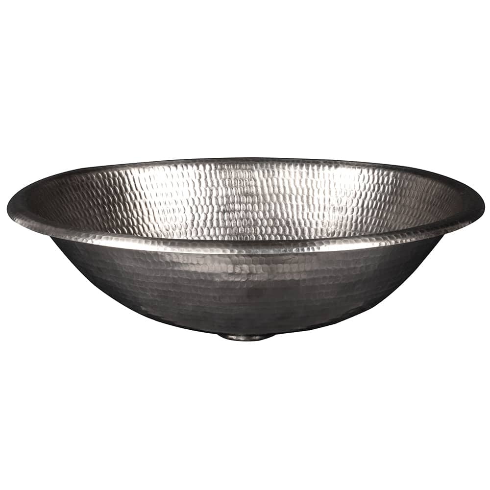 17-in Oval Self Rimming Hammered Copper Bathroom Sink in Nickel (LO17REN)