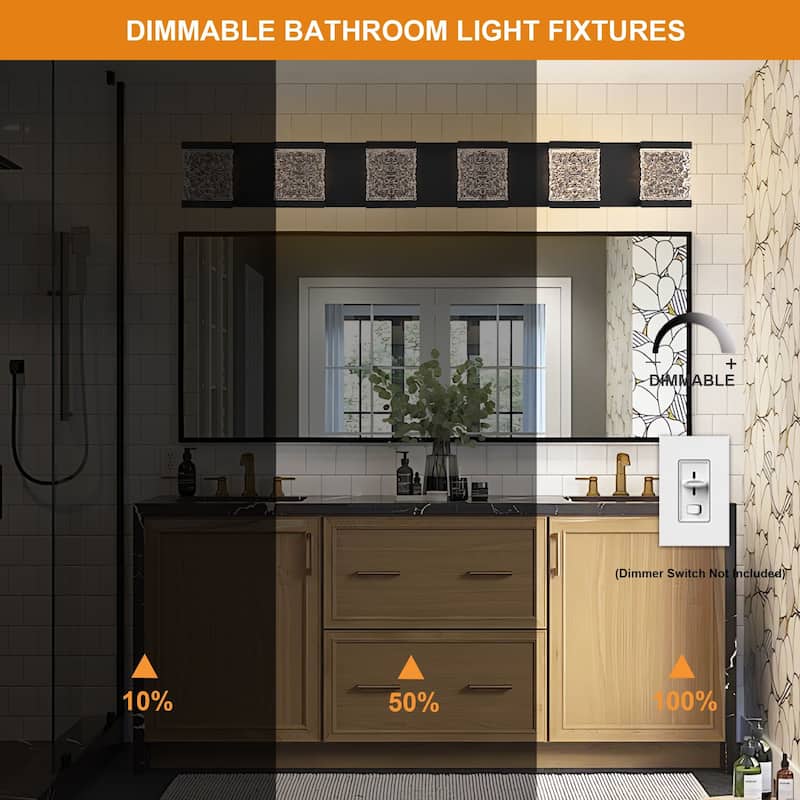 39" 6-Light LED Vanity Light with Crystal Glass