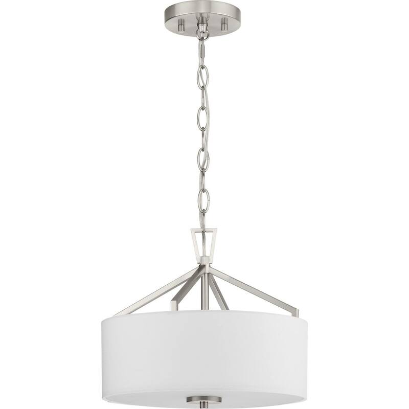Goodwin Collection 13 in. Two-Light Brushed Nickel Modern Farmhouse Semi-Flush Mount Convertible - 13 in x 13 in x 9.87 in