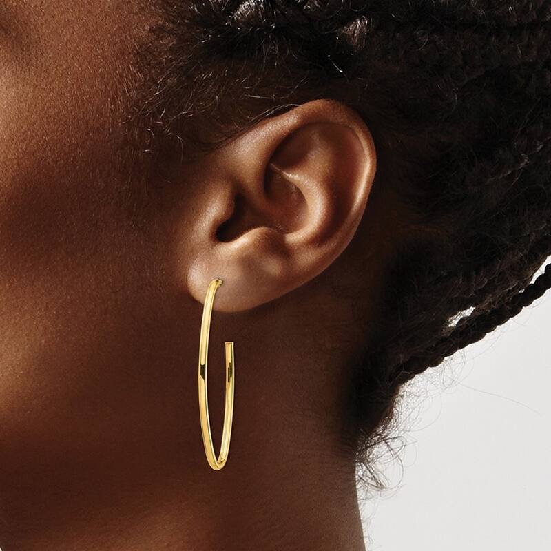 Curata 14k Yellow Gold Polished 43x18mm Obolong Open Hoop Earrings
