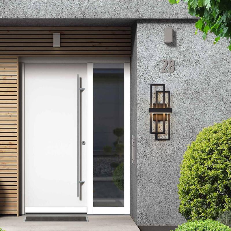 2-Pack Matte Black Iron Integrated LED Outdoor/Indoor Wall Sconce