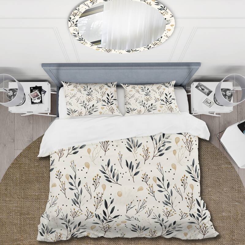 Designart "Minimalist Nature I" Blue Bohemian - Bedding Set With Shams