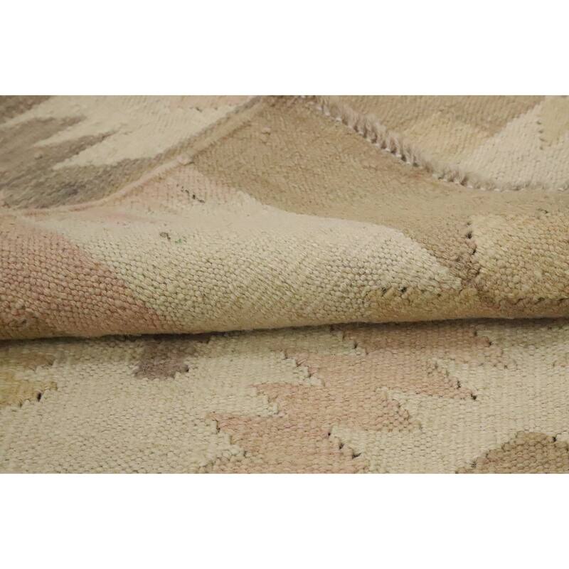 Hand Woven Oriental 100% Wool Carpet Southwestern Tribal Beige & Ivories Kilim Area Rug - 6' 6'' X 4' 0''