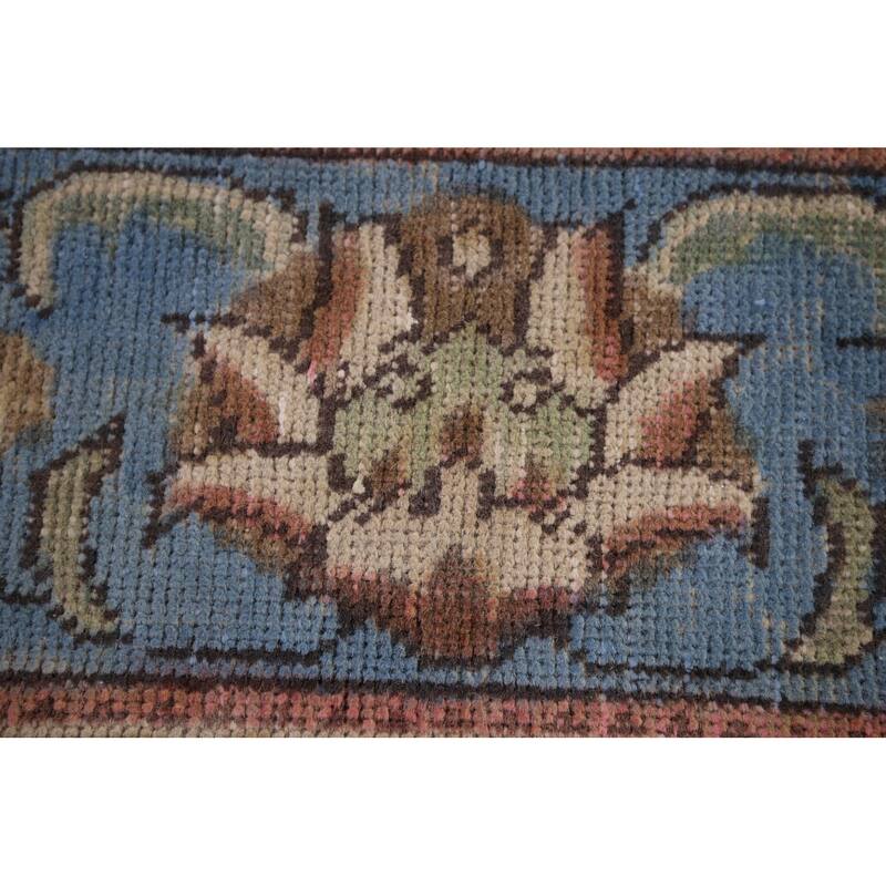 Blue Tabriz Persian Vintage Area Rug Handmade Wool Carpet - 6'6" x 9'10"