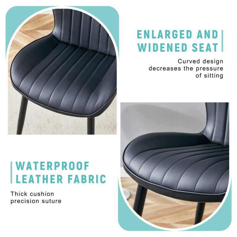 Roomfitters Ergonomic Dining Chairs with Curved Seat and Back, Minimalist Upholstered Set of 4 for Home or Office, Black