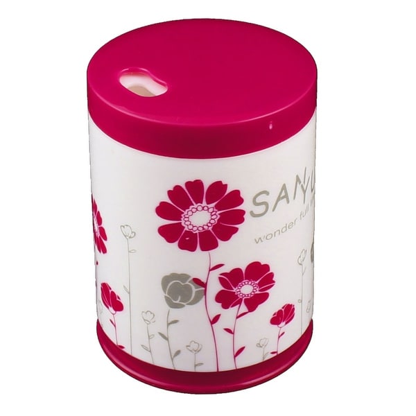 Home Plastic Cylinder Shaped Fl Pattern Toothpicks Case Home Plastic Cylinder Shaped Fl Pattern Toothpicks Case Holder Fuchsia White