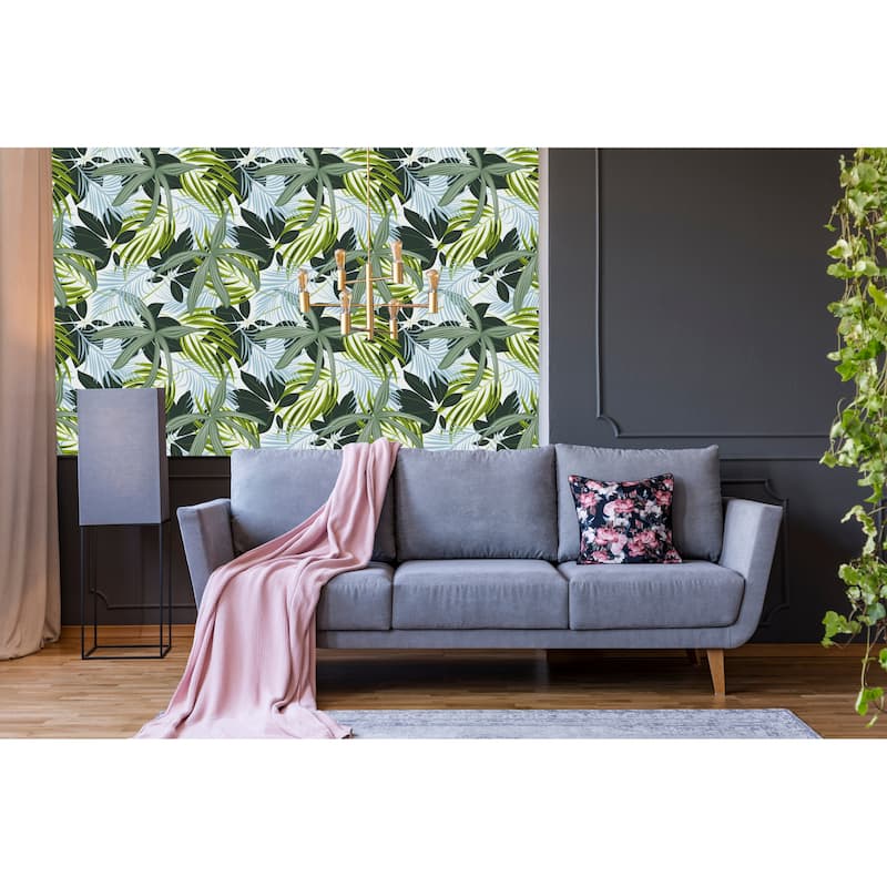 Palm Tropical Leaves Removable Wallpaper - 10'ft H x 24''inch W