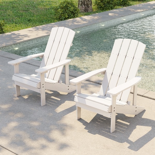 slide 2 of 8, Bonosuki Patio Faux Wood Adirondack Chair Weather Resistant-Set of 2 White