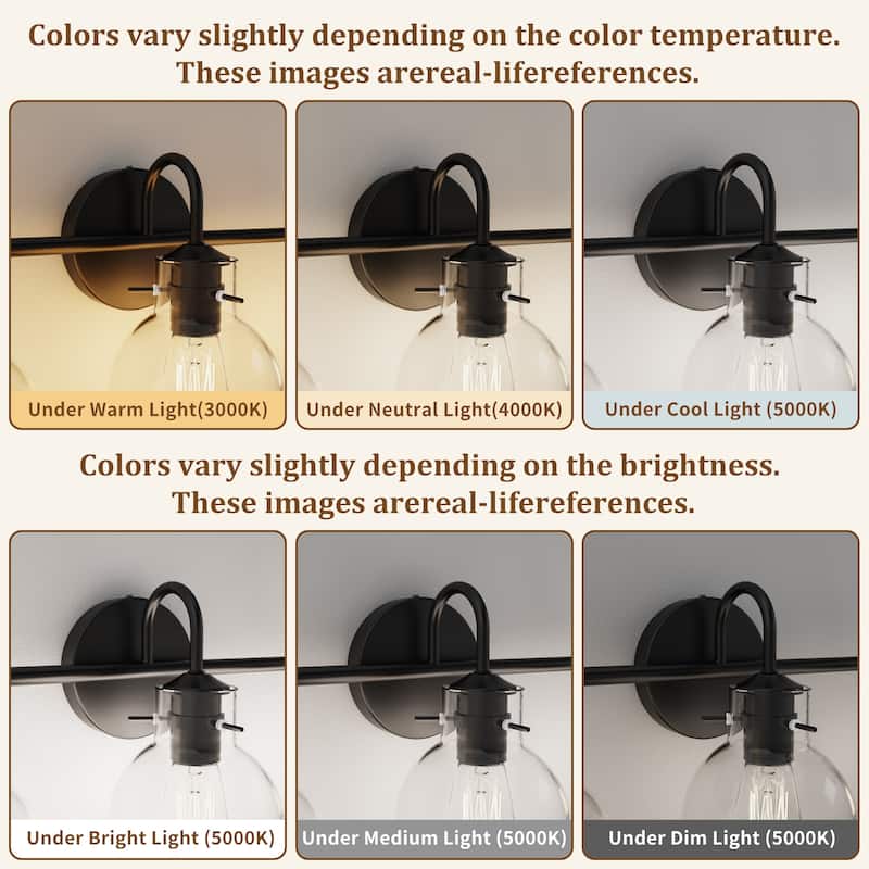 Modern 2/3/4 Bathroom Vanity Lights Clear Globe Glass Shade