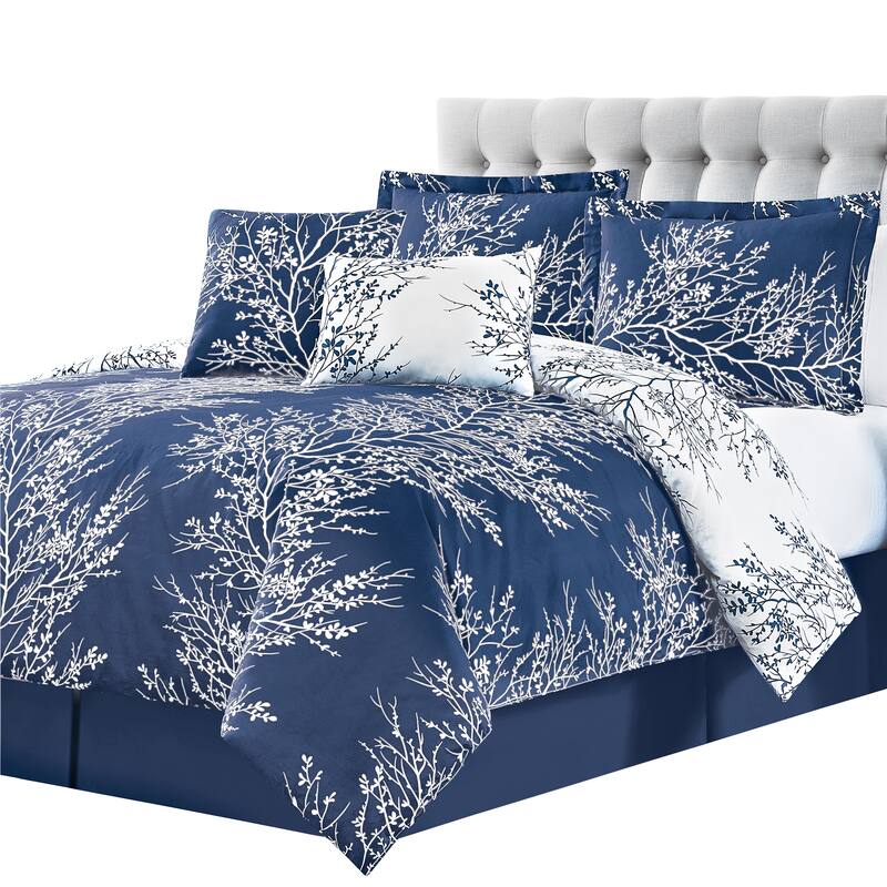 Elegant 6-Piece Reversible Foliage Comforter Set