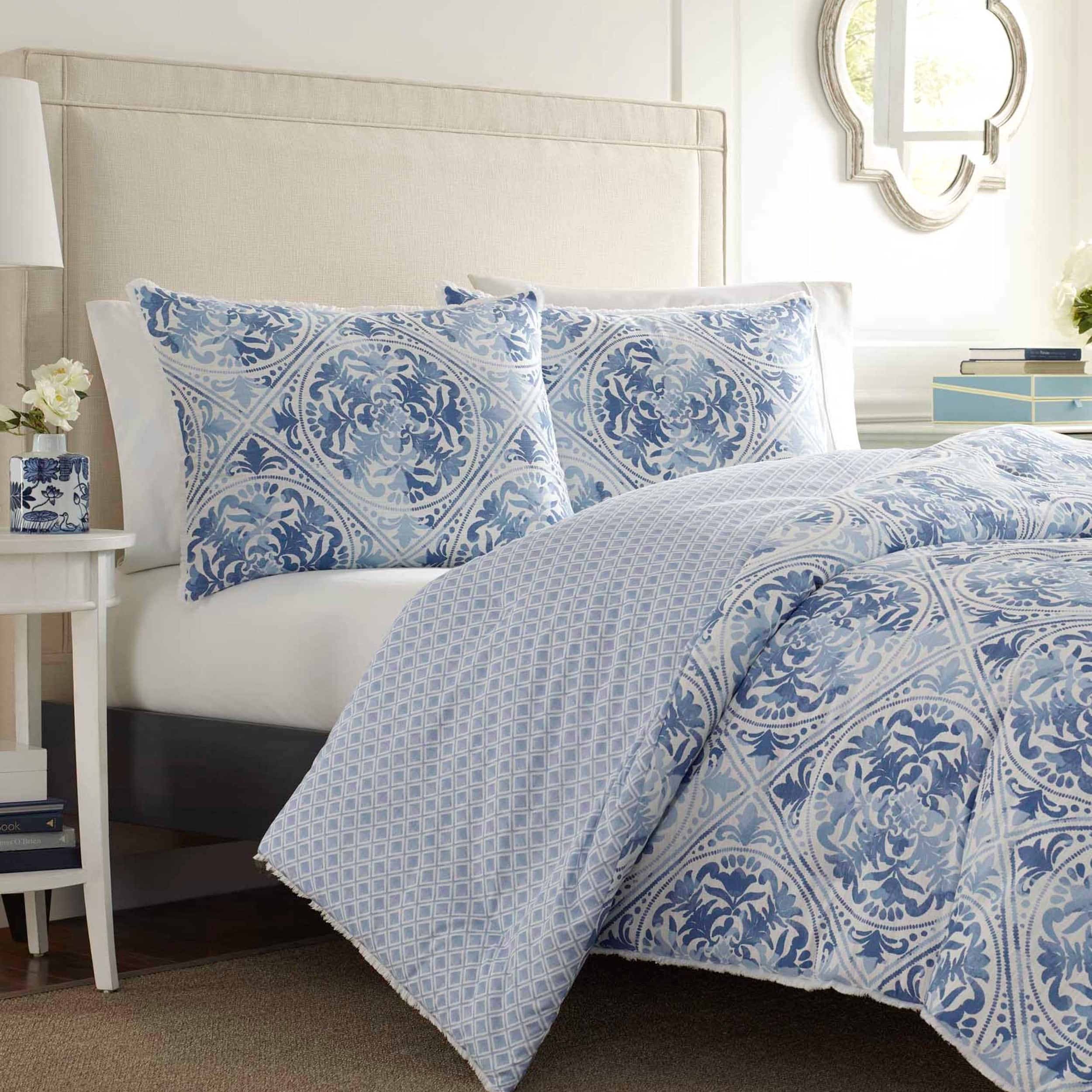 Laura Ashley Mila Blue Comforter Cotton Comforter Set Bed Bath