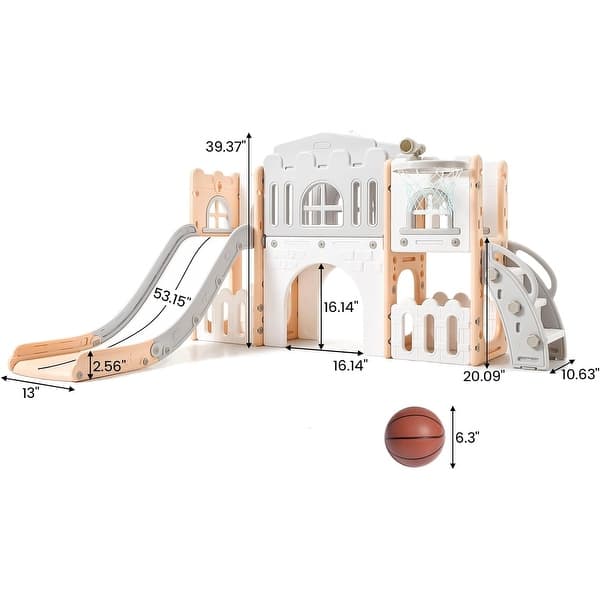 dimension image slide 1 of 4, 8-in-1 Toddler Indoor Playground with Slide Baby Slide Playset for Toddlers Ages 1-3 Outdoor Play
