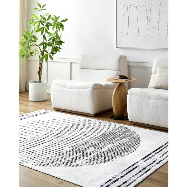slide 2 of 5, Livabliss Scandinavian Lavable Ombre Washable Area Rug White/ Black - 2' x 2'11"