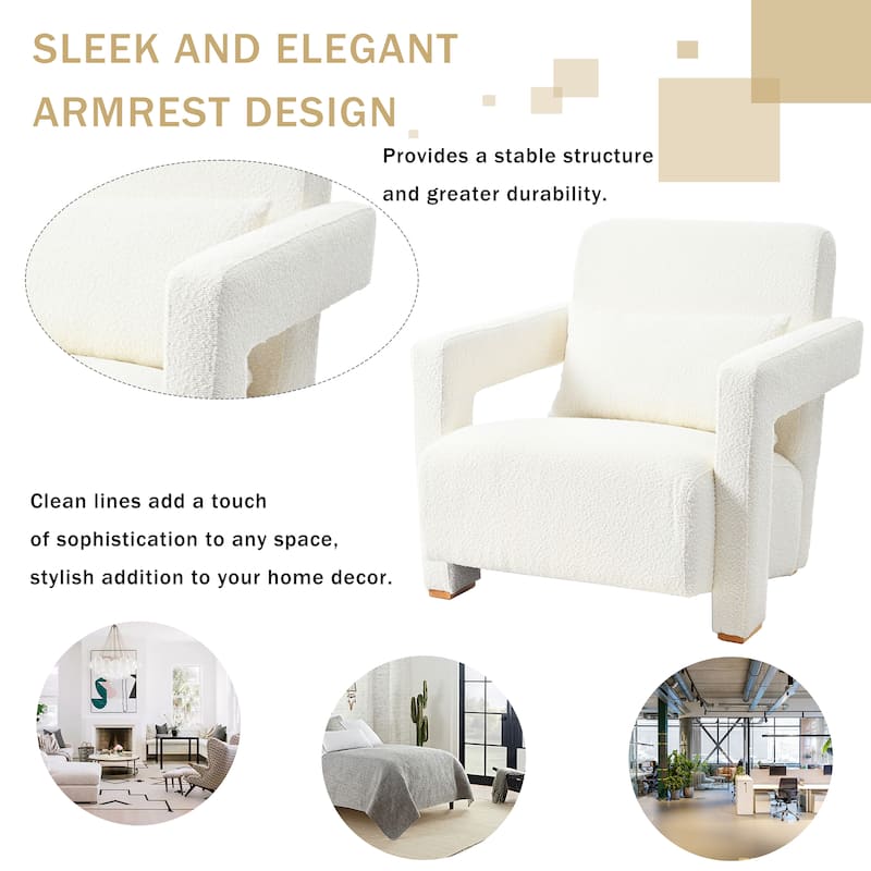 White 30.3" Accent Chair with Lumbar Support
