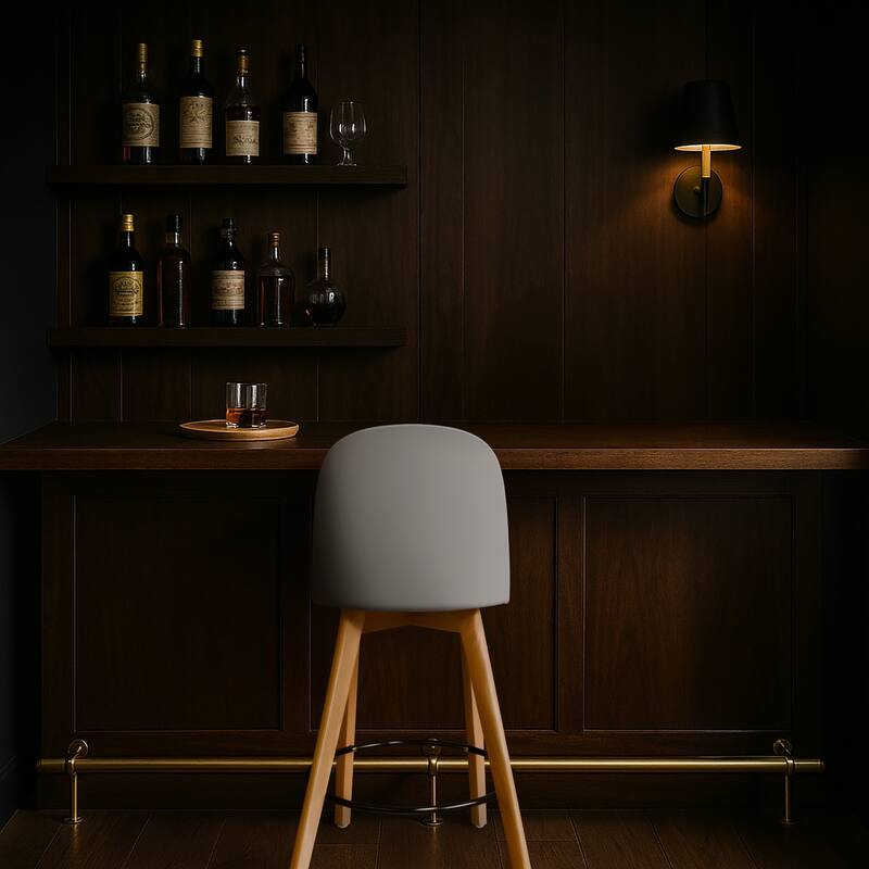 Set of 2 Designer Eiffel Chairs Counter Stools With Backs Side Molded Shell Kitchen Office Dining Dowel Bar Patio