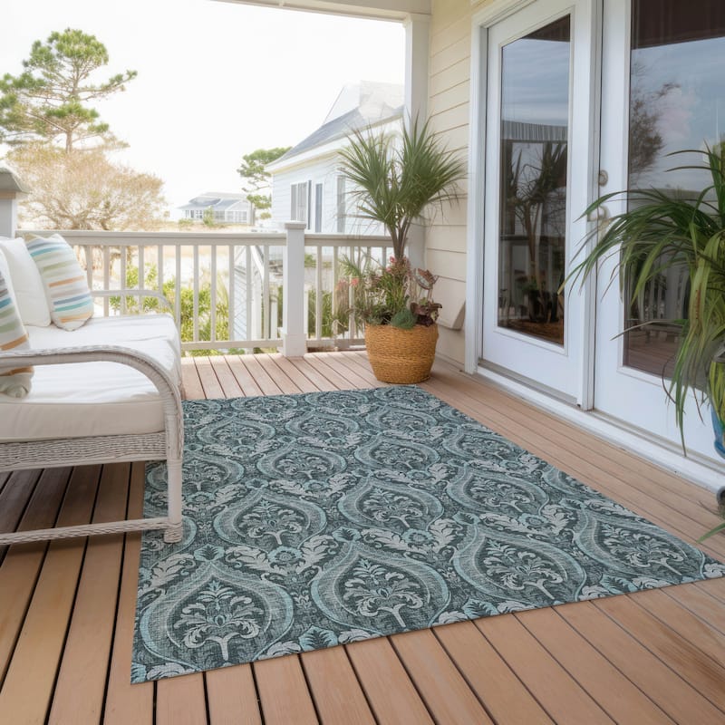 Talu Graceful Floral Weather Resistant Classic Meets Modern Outdoor Rug