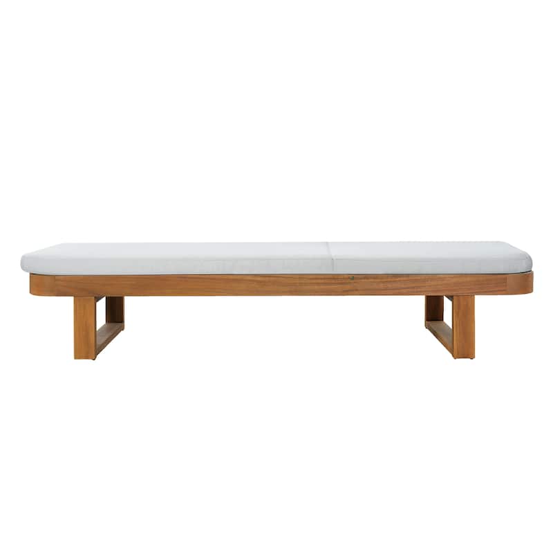 Christopher Knight Home - Milos Outdoor Acacia Wood Chaise Lounge with Adjustable Backrest & Water Resistant Cushioned Seat