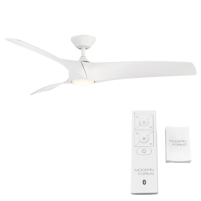 Zephyr Indoor and Outdoor 3-Blade Smart Ceiling Fan 62in with 3000K LED Light Kit and Remote Control with Wall Cradle