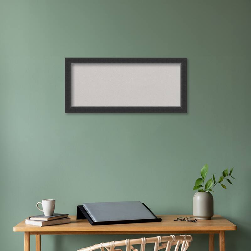 Corvino Black Narrow Wood Framed Grey Corkboard Bulletin Board