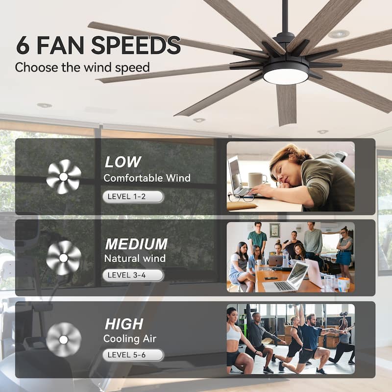 65" Modern Integrated LED Ceiling Fan with Light and Remote