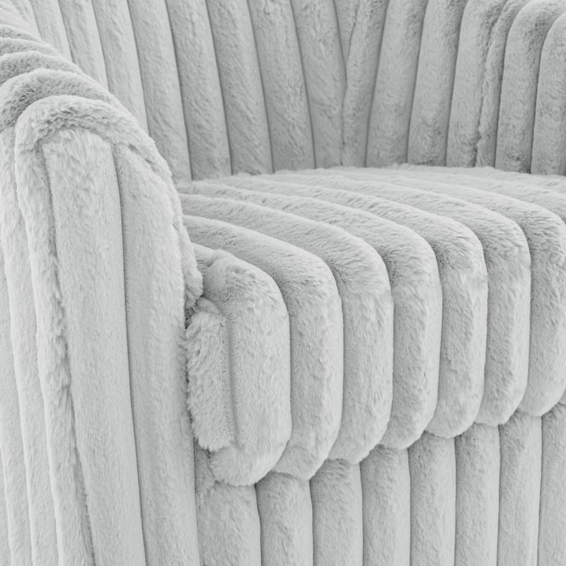 Daniel 49" Upholstered Plush Corduroy Swivel Barrel Accent Chair