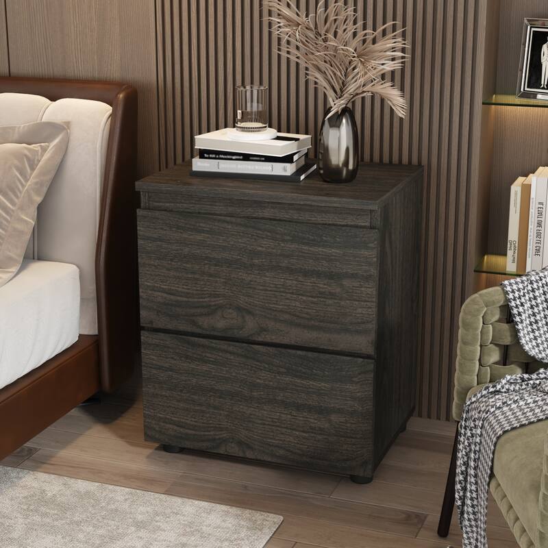 Premium 2-Drawer Nightstand 3 Colors Bedside Table by Kerrogee End Table