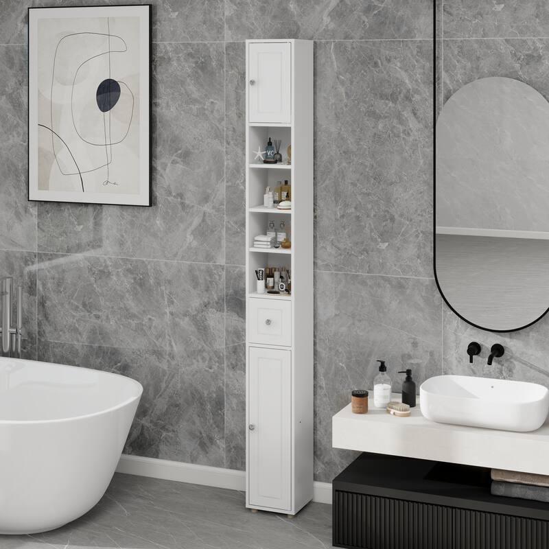 Elegant Storage Cabinet with 2 Doors and 4 Adjustable Shelves Vanity Cabinet Clothes Cabinet Dressing Cabinet for Bathroom