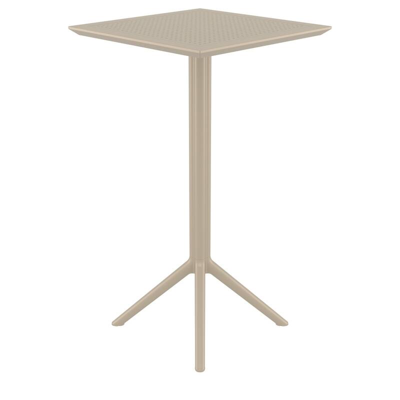 42.5" Taupe Brown Folding Square Outdoor Patio Bar Table