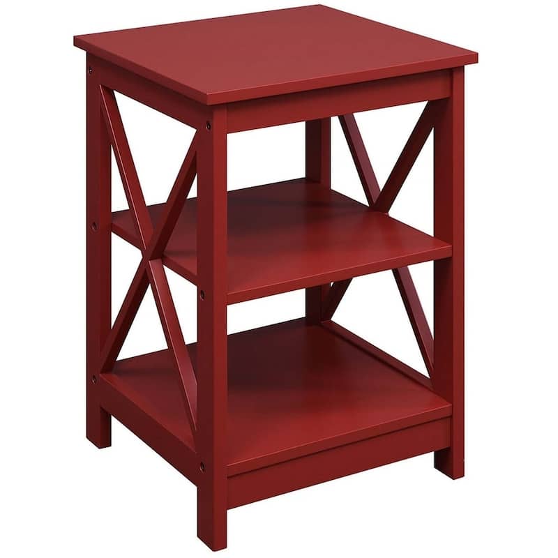 Copper Grove Cranesbill X-Base 3-Tier End Table with Shelves