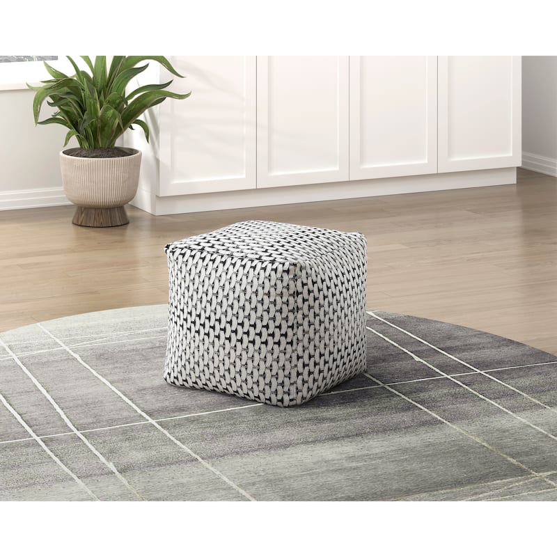 Square Pouf Plush Off Corduroy Fabric Upholstery Modern Ottoman, Footstool, NonSlip Floor Pouf, Bean Bag Chair, 1pc Sitting Pouf - Multi,Black