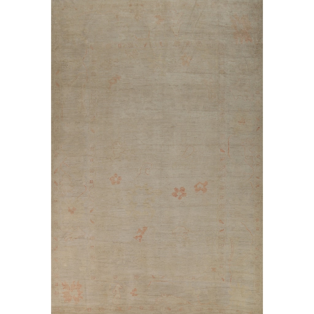 Transitional Oushak Turkish Rug Handmade Floral Wool Carpet - 8'7"x 12'0"