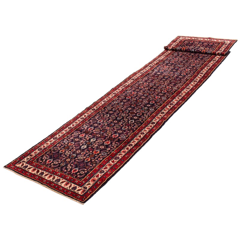ECARPETGALLERY Hand-knotted Andelz Dark Navy Wool Rug - 3'7 x 17'6