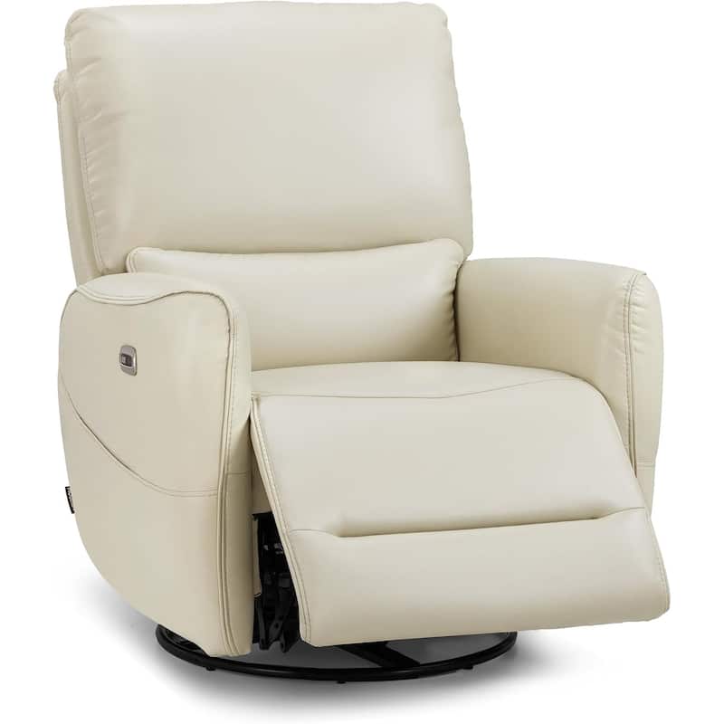 MCombo Power Swivel Rocker Recliner with Lumbar Support, Faux Leather Electric Nursery Glider Recliner Chair