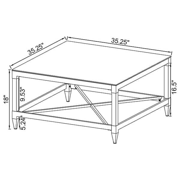 Lindley Square Tempered Mirror Acrylic Coffee Table Chrome