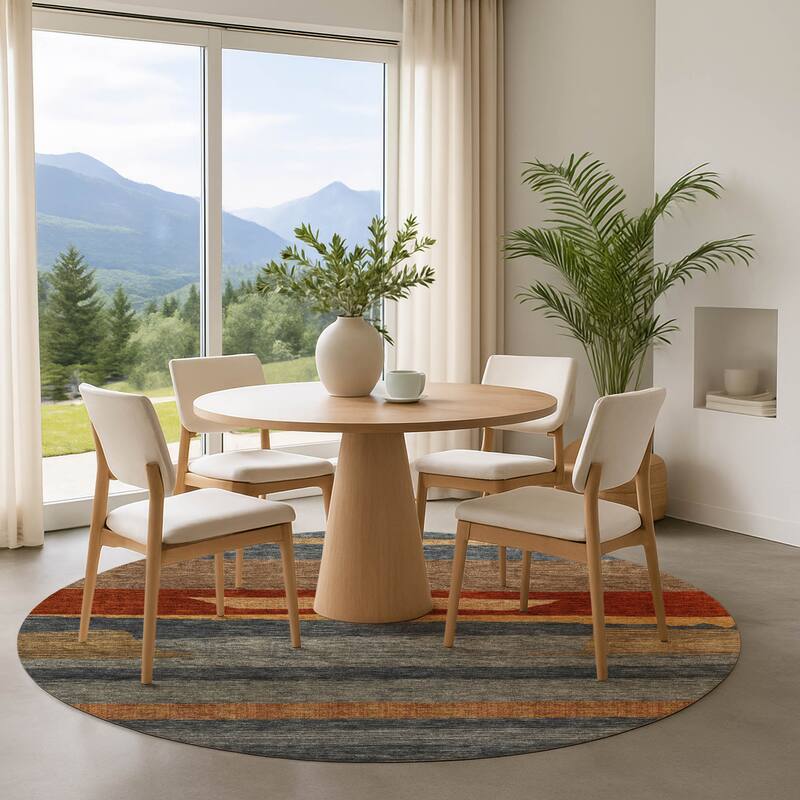 Premium Washable Super Soft Casual Contemporary Mayfield Rug - Blue - 8' x 8'