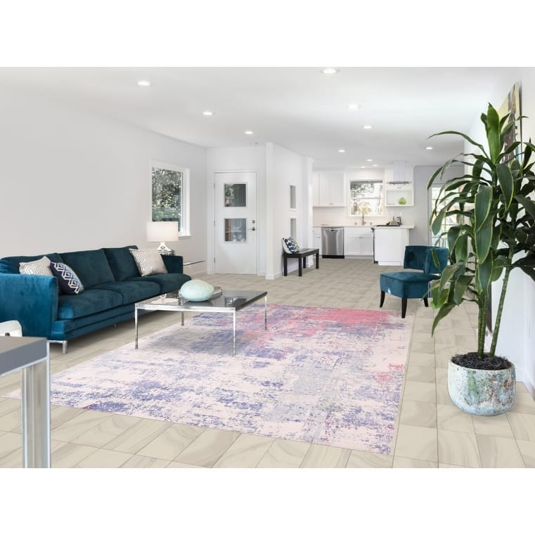 All-Over Abstract Contemporary Rug Hand-Knotted Bedroom Wool Carpet - 6'7"x 10'2"