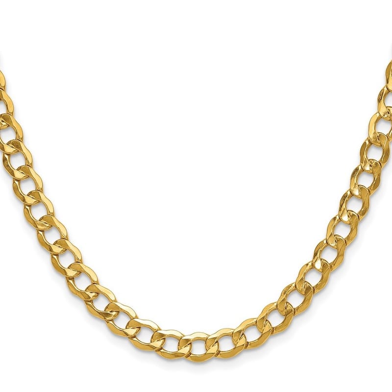 Curata 10k Semi Solid Lobster Claw Closure 6.5mm Semi solid Curb Link Chain Bracelet