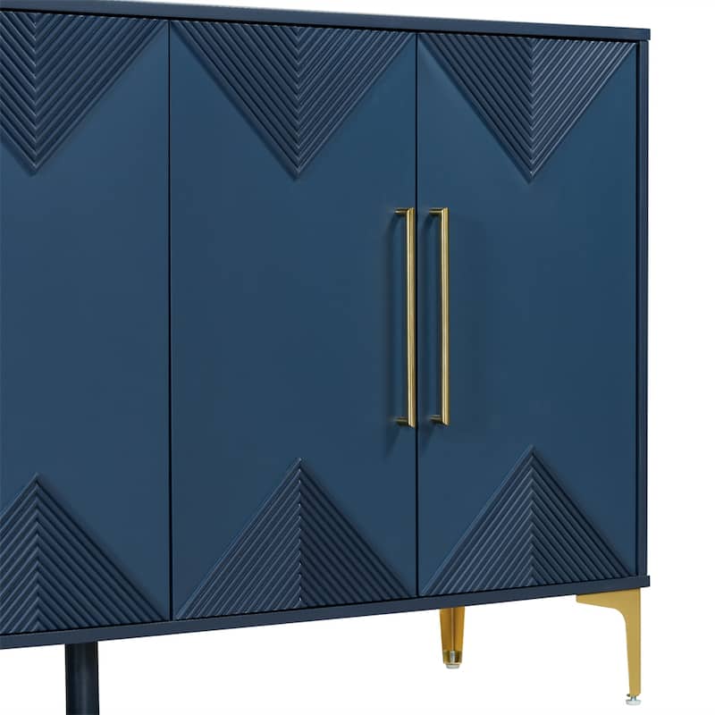 Wood 4-Door Cabinet with Metal Legs
