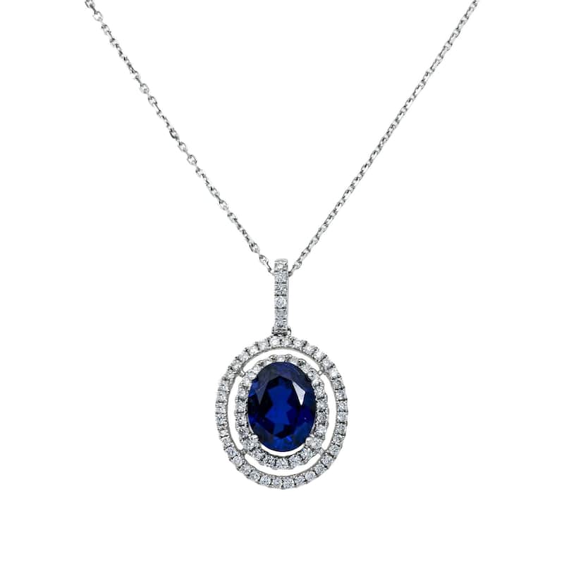 House Of Leon 14K & 18K White Gold Diamond & Oval Cut Sapphire Gemstone Necklace